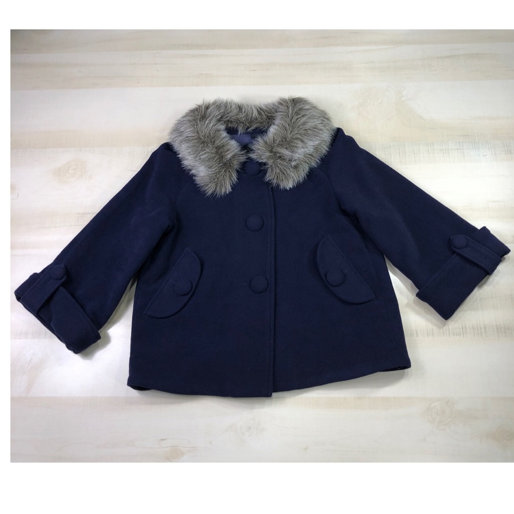 Jack BB Dakota Coat Kids Girl Fur Collar XS - Picture 1 of 7